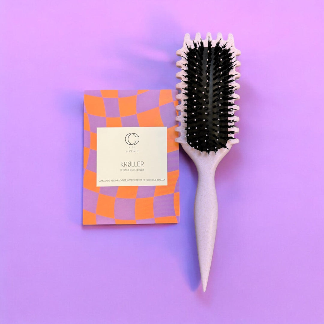 KRØLLER Bouncy Curl Brush met zwijnenhaar en nylon voor het ontwarren van krullend haar