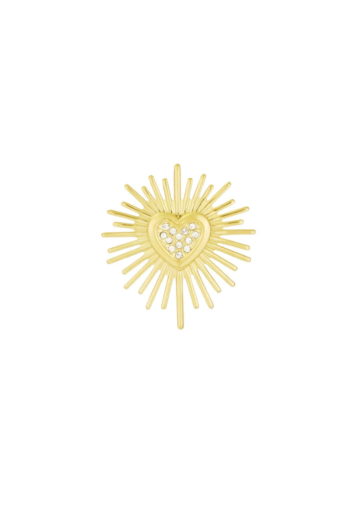 Broche Goud Sunburst Hart