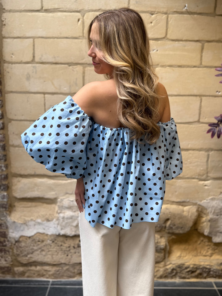 Top Britt Off-Shoulder Blauw